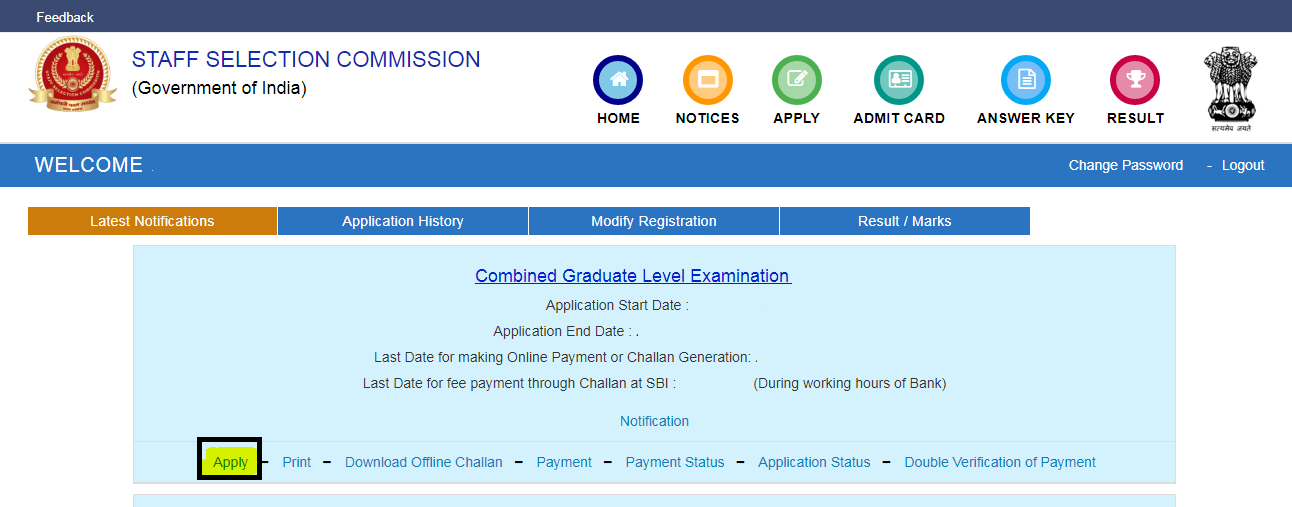 Step 1 SSC CGL Apply Online