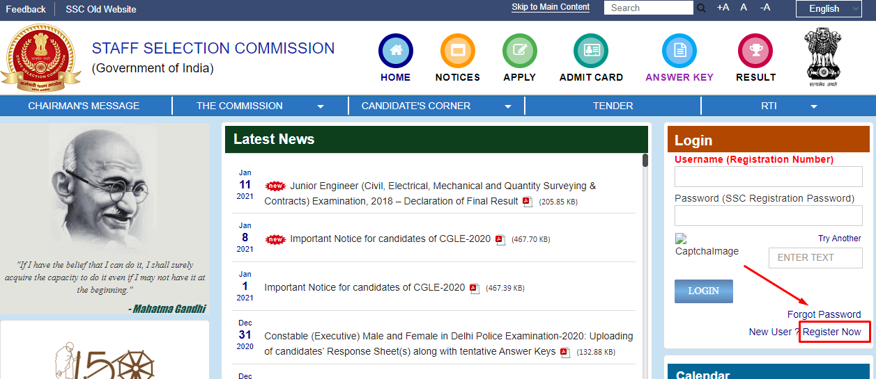 Step 1 SSC CGL Registration