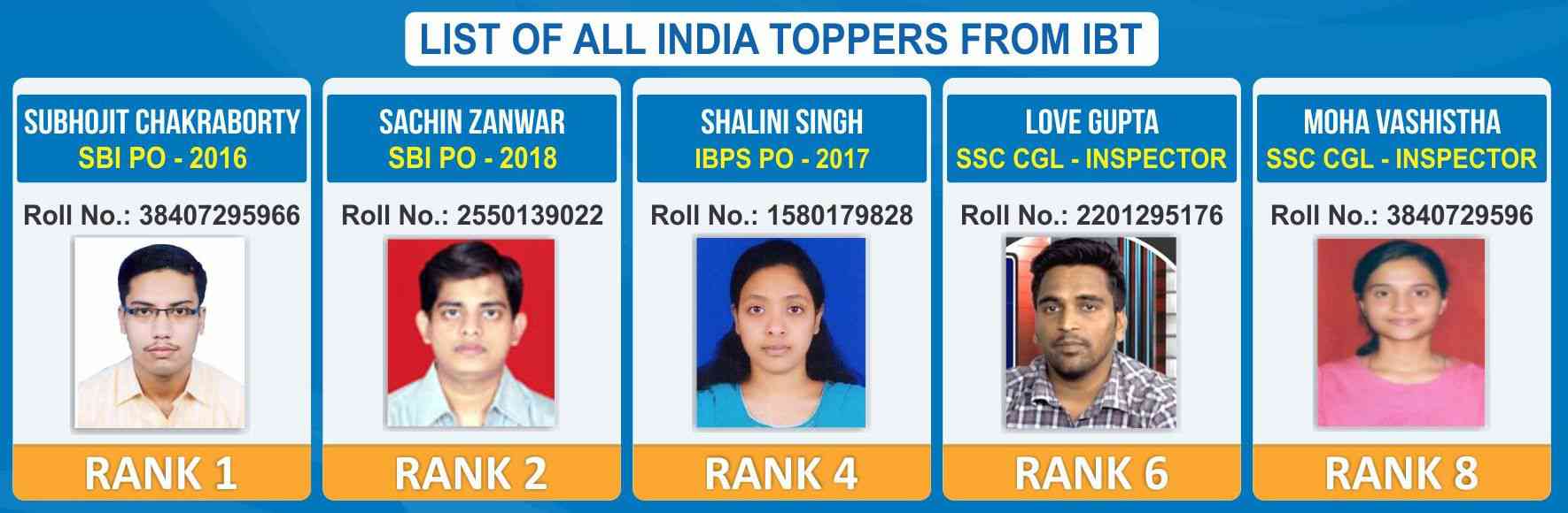 List of SSC toppers from IBT